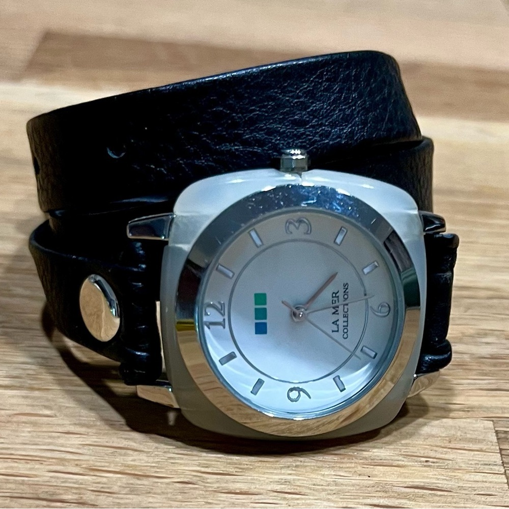 La Mer Collections Black & Silver Odyssey Wrap Analog Watch with New Battery - Picture 15 of 15